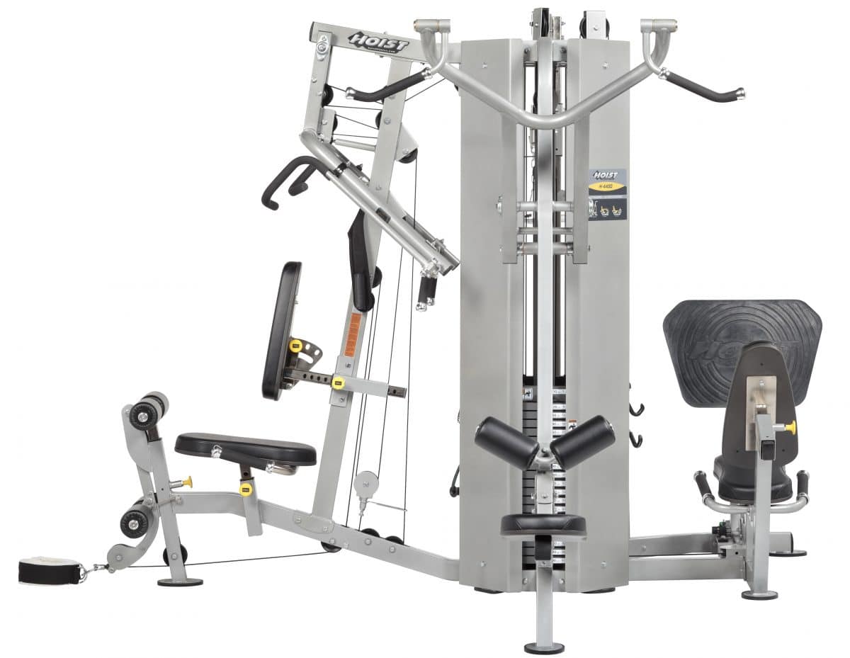 A home gym with a pull up machine