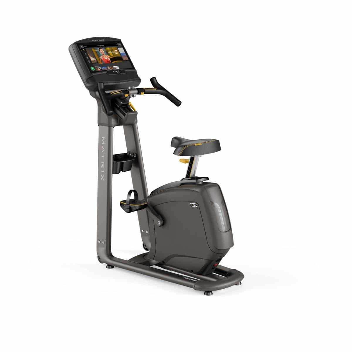 A stationary exercise bike with a monitor on it.