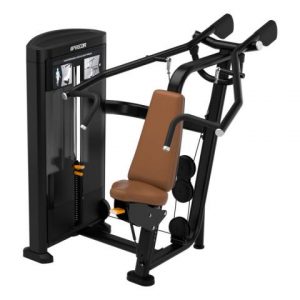 The chest press machine is shown on a white background.