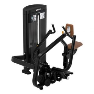 A gym machine with a pulley on it.