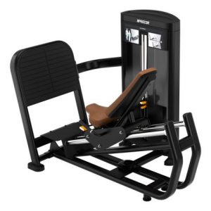 An exercise machine with a black seat and a brown seat.