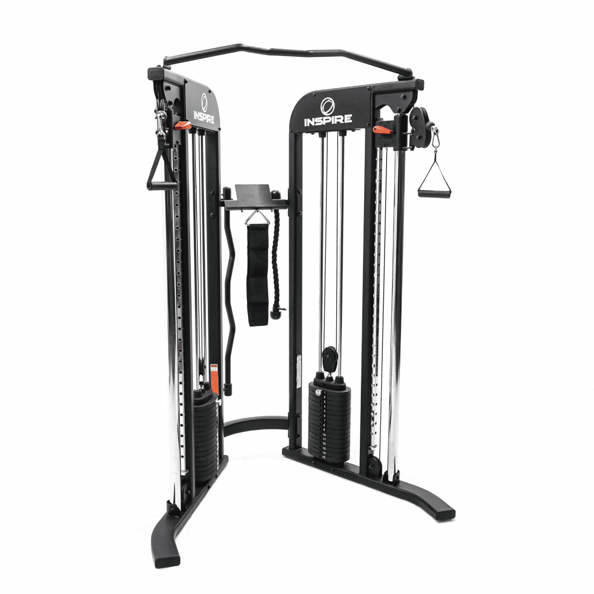 A gym machine with two pulleys and a pulley.