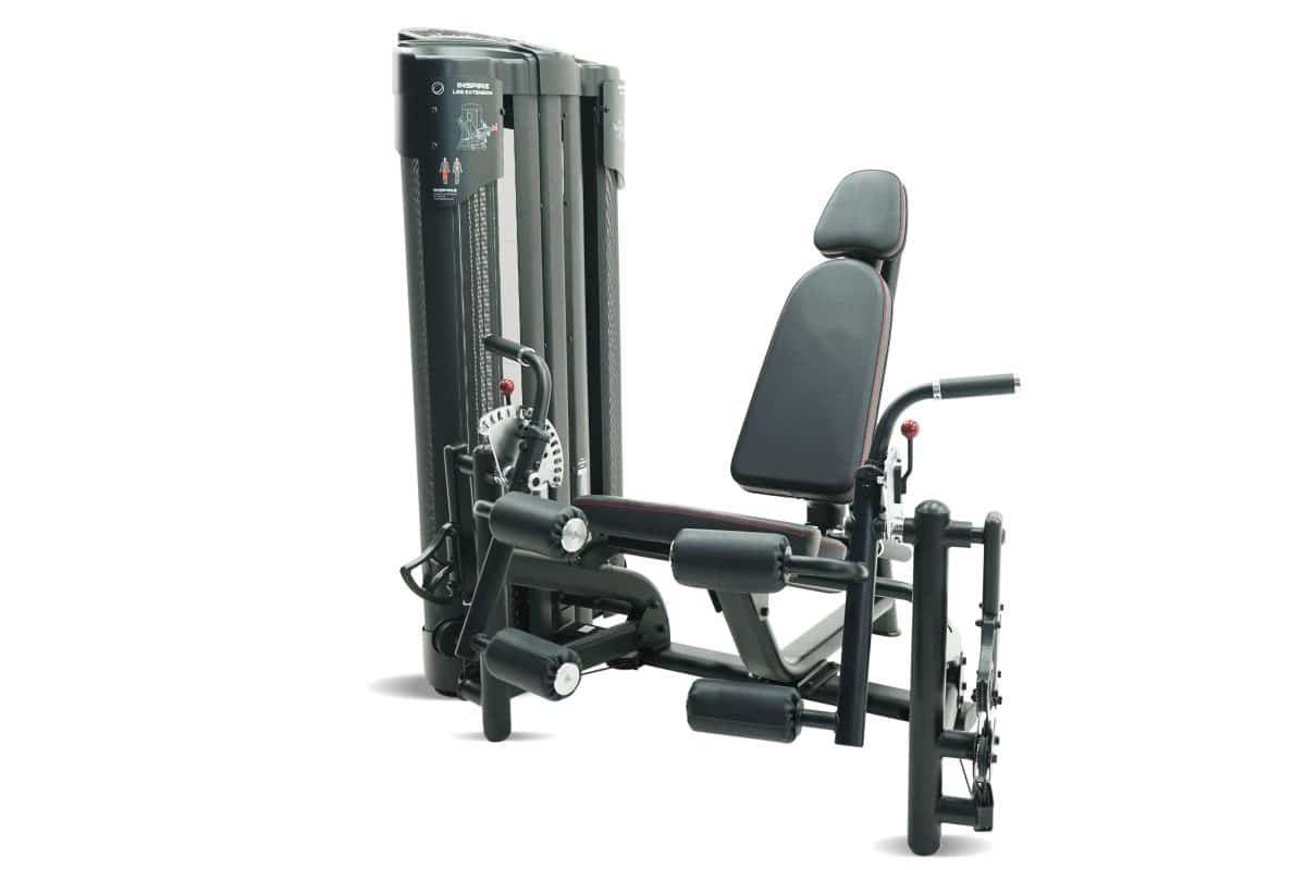 A gym machine with a seated position.