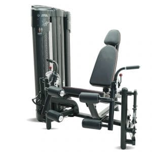 A gym machine with a seated position.