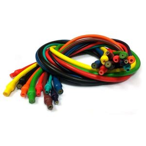 A set of colored wires on a white background.