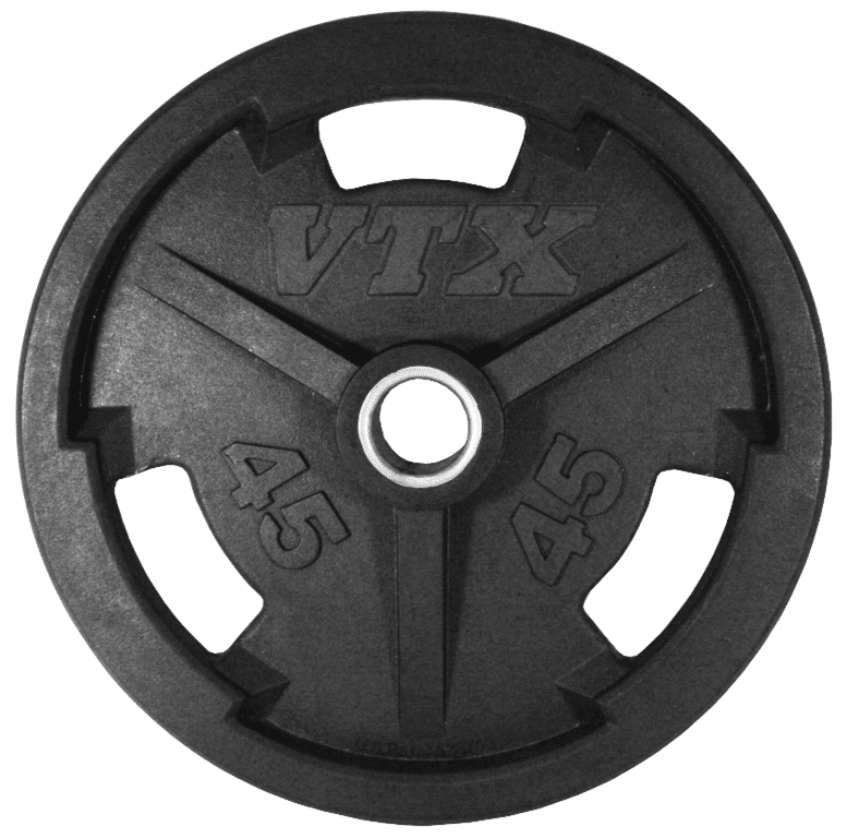 A black cast iron weight plate