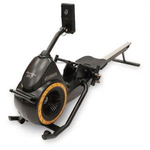 A rowing machine on a white background.