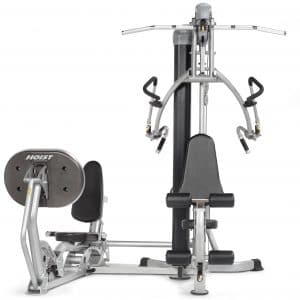 A gym machine with a bench and a leg press.
