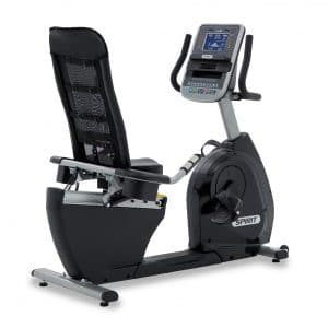 An exercise bike with a monitor on top of it