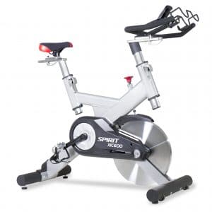 A spinning exercise bike on a white background