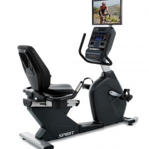 A stationary bike with a tv on it.
