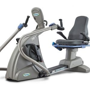 A stationary exercise bike with a seat on it.