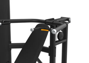 The chest press machine is shown on a black background.